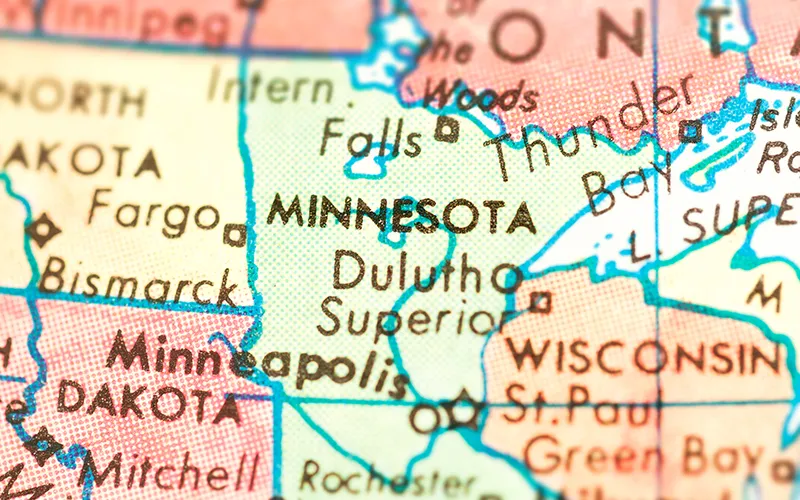 A map showing Minnesota.