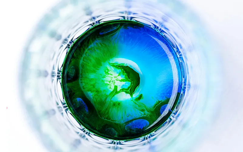 An amorphous blue-green blob. 